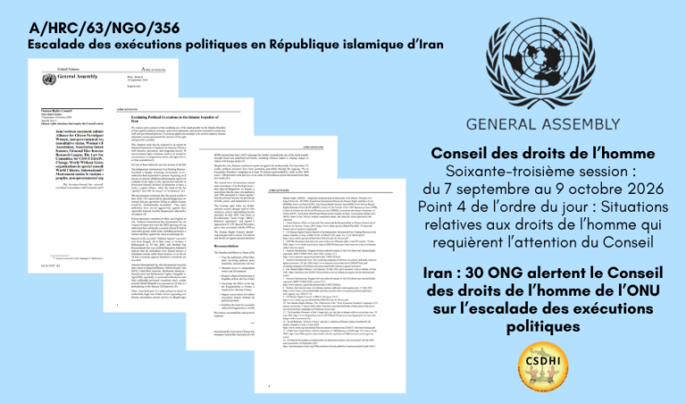 Iran : 30 ONG alertent le Conseil des droits de l’homme de l’ONU sur l’escalade des exécutions politiques